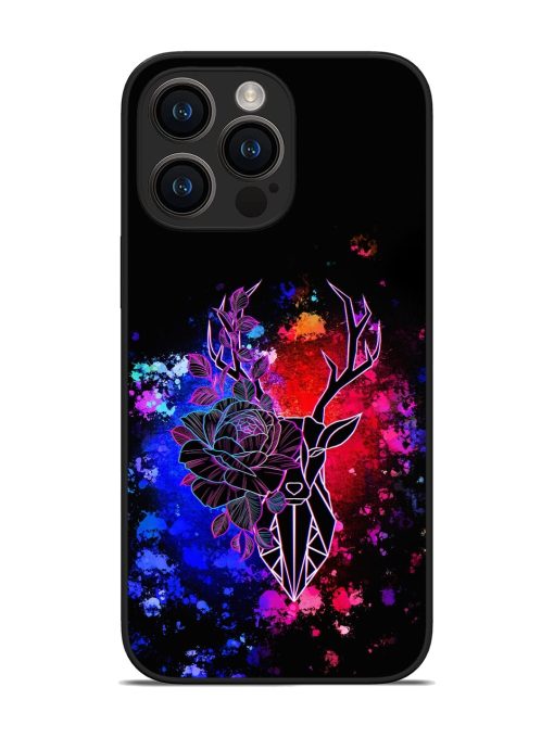 Floral Deer Art Glossy Metal Phone Cover for Apple Iphone 14 Pro Max Zapvi