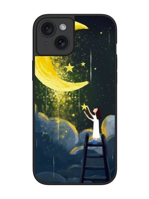 Moonlight Healing Night Illustration Glossy Metal TPU Phone Cover for Apple Iphone 15 Plus Zapvi