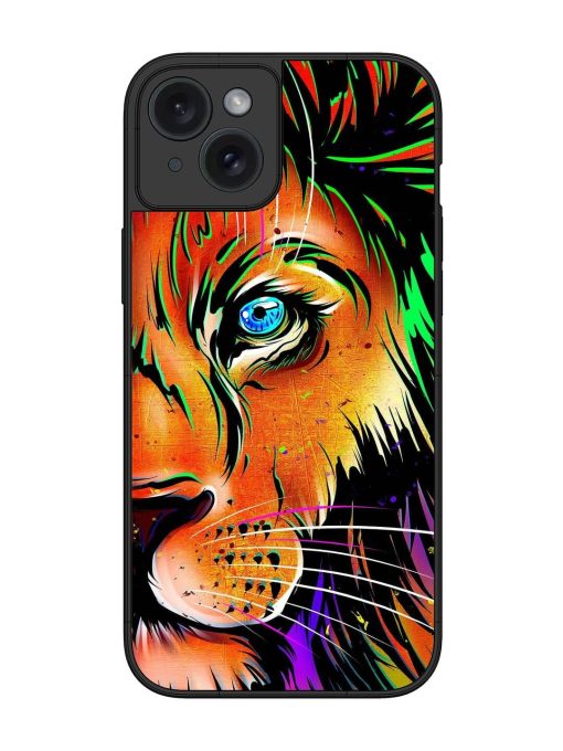 Colorful Lion Design Glossy Metal TPU Phone Cover for Apple Iphone 15 Plus Zapvi