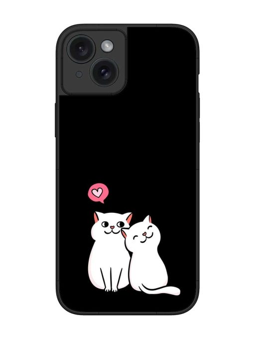 Cat Love Glossy Metal Phone Cover for Apple Iphone 15 Plus Zapvi