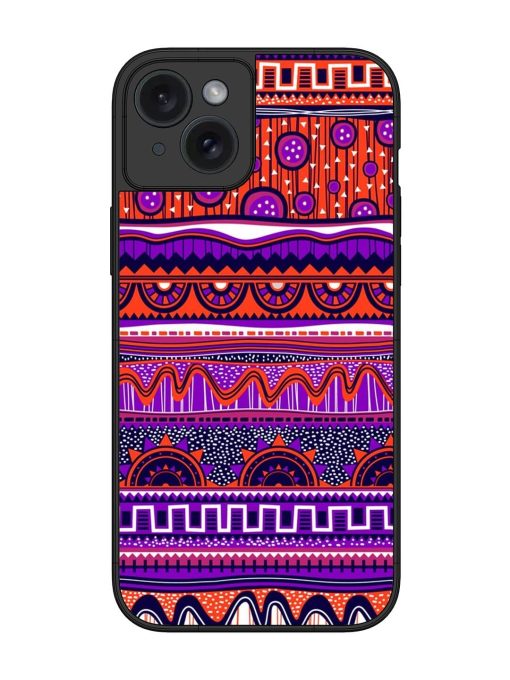 Ethnic Seamless Pattern Glossy Metal TPU Phone Cover for Apple Iphone 15 Plus Zapvi