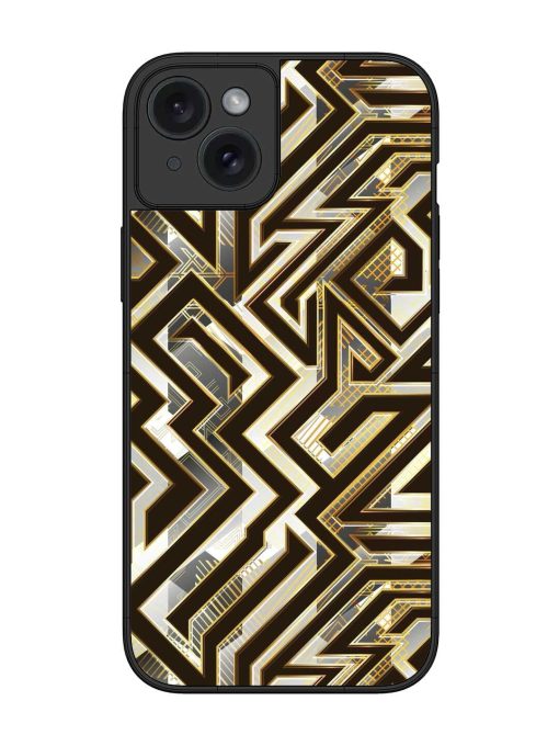 Technology Geometric Seamless Glossy Metal Phone Cover for Apple Iphone 15 Plus Zapvi