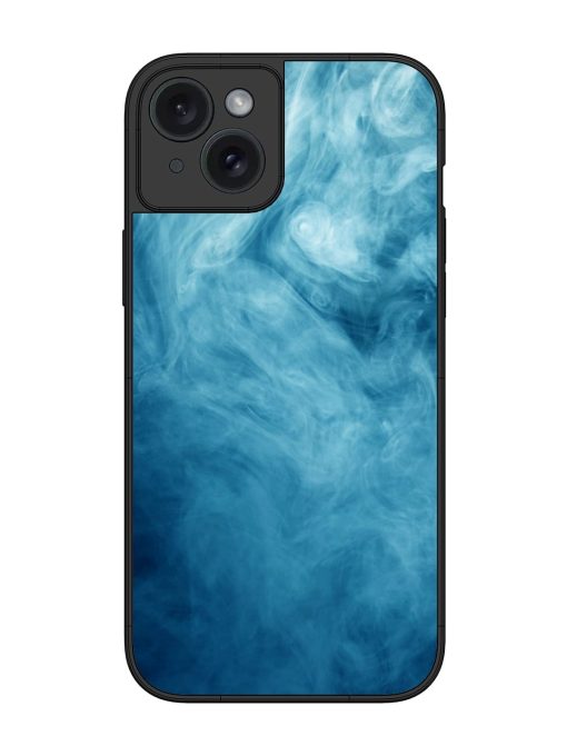 Blue Smoke Art Glossy Metal Phone Cover for Apple Iphone 15 Plus Zapvi