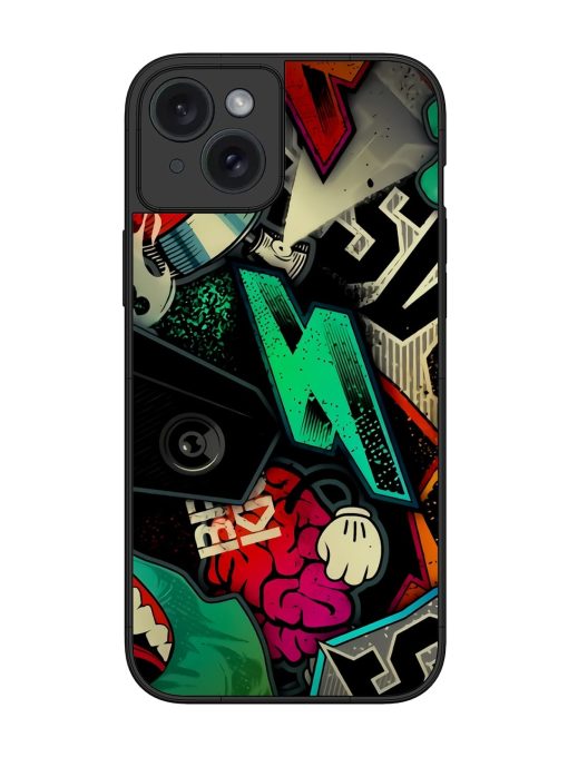 Graffiti Art Glossy Metal Phone Cover for Apple Iphone 15 Plus Zapvi