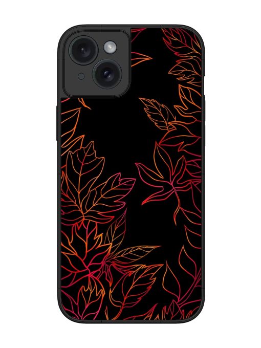 Red Floral Pattern Glossy Metal Phone Cover for Apple Iphone 15 Plus