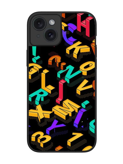 Seamless Pattern With Letters Glossy Metal Phone Cover for Apple Iphone 15 Plus Zapvi