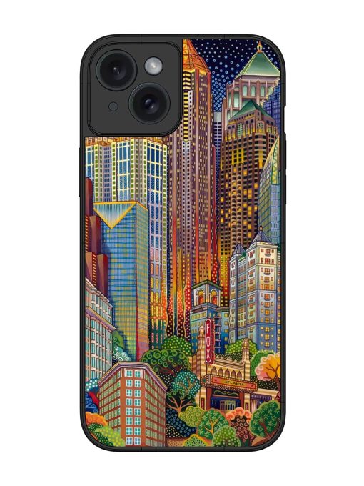 Cityscapes Art Glossy Metal Phone Cover for Apple Iphone 15 Plus Zapvi