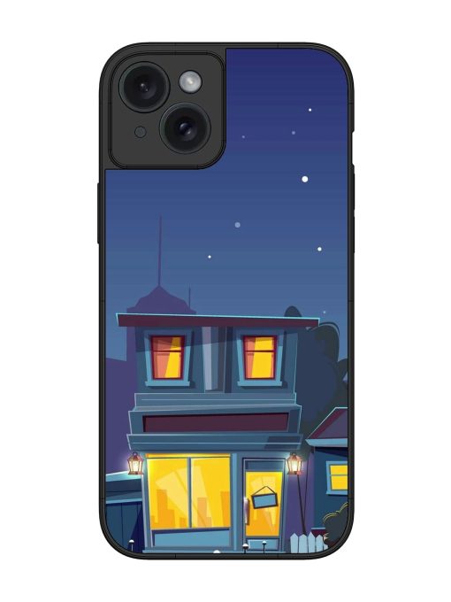 Vector Night House Glossy Metal Phone Cover for Apple Iphone 15 Plus Zapvi