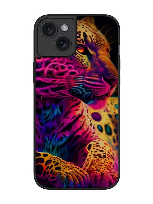 Leopard Art Glossy Metal Phone Cover for Apple Iphone 15 Plus Zapvi