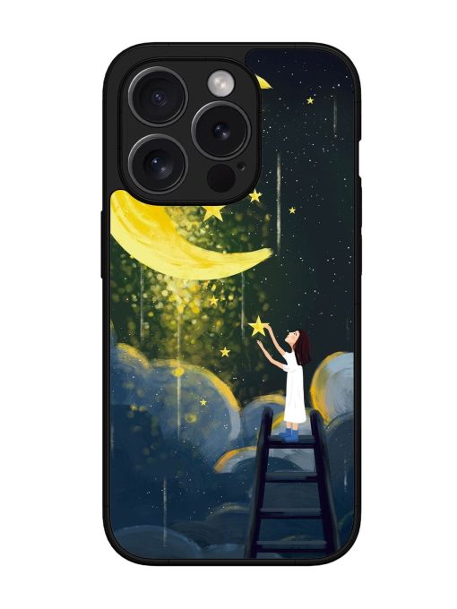 Moonlight Healing Night Illustration Glossy Metal TPU Phone Cover for Apple Iphone 15 Pro Zapvi