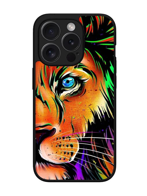 Colorful Lion Design Glossy Metal TPU Phone Cover for Apple Iphone 15 Pro