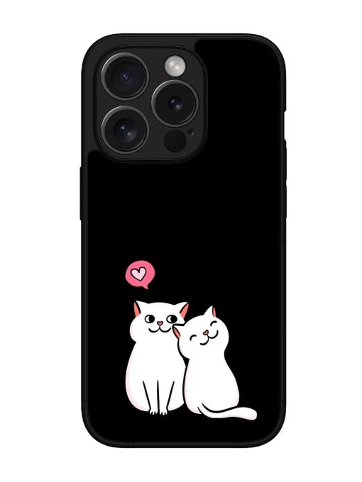 Cat Love Glossy Metal Phone Cover for Apple Iphone 15 Pro Zapvi