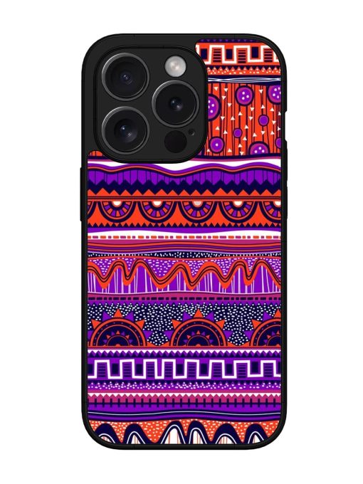 Ethnic Seamless Pattern Glossy Metal TPU Phone Cover for Apple Iphone 15 Pro Zapvi