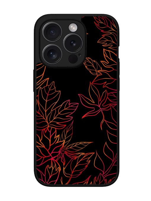 Red Floral Pattern Glossy Metal Phone Cover for Apple Iphone 15 Pro