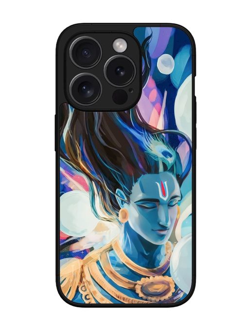 Bhagwan Sri Krishna Glossy Metal Phone Cover for Apple Iphone 15 Pro Zapvi