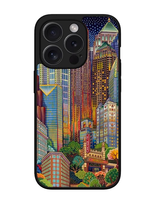 Cityscapes Art Glossy Metal Phone Cover for Apple Iphone 15 Pro Zapvi