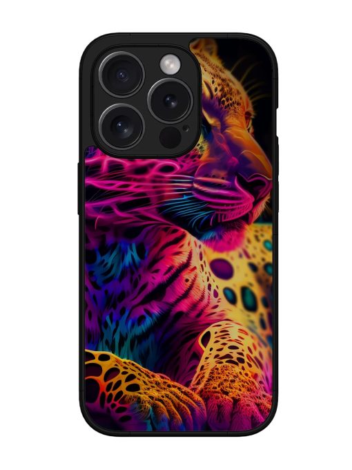 Leopard Art Glossy Metal Phone Cover for Apple Iphone 15 Pro Zapvi