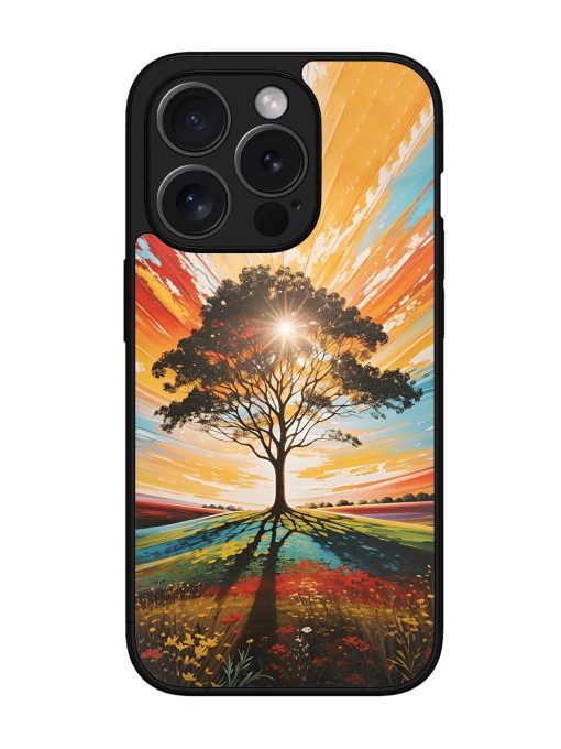 Abstract Tree Colorful Art Glossy Metal Phone Cover for Apple Iphone 15 Pro Max Zapvi