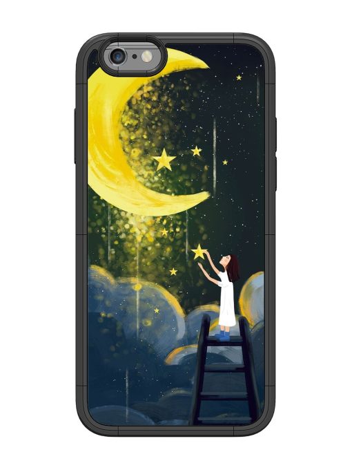 Moonlight Healing Night Illustration Glossy Metal TPU Phone Cover for Apple Iphone 6