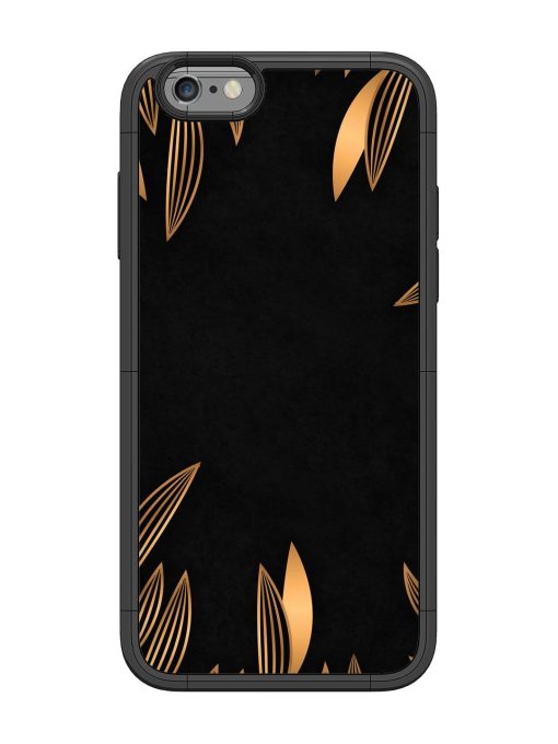 Golden Leaf Pattern Glossy Metal Phone Cover for Apple Iphone 6 Zapvi