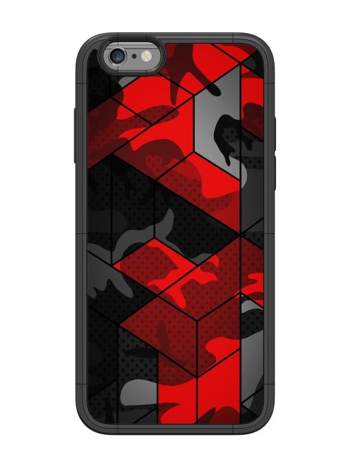 Royal Red Camouflage Pattern Glossy Metal Phone Cover for Apple Iphone 6 Zapvi