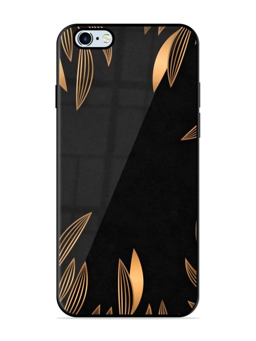 Golden Leaf Pattern Glossy Metal Phone Cover for Apple Iphone 6 Plus Zapvi