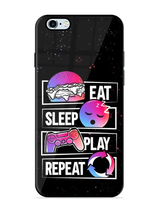 Eat Sleep Play Repeat Glossy Metal Phone Cover for Apple Iphone 6 Plus