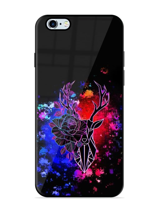 Floral Deer Art Glossy Metal Phone Cover for Apple Iphone 6S