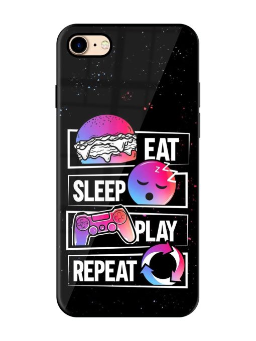 Eat Sleep Play Repeat Glossy Metal Phone Cover for Apple Iphone 7 Zapvi