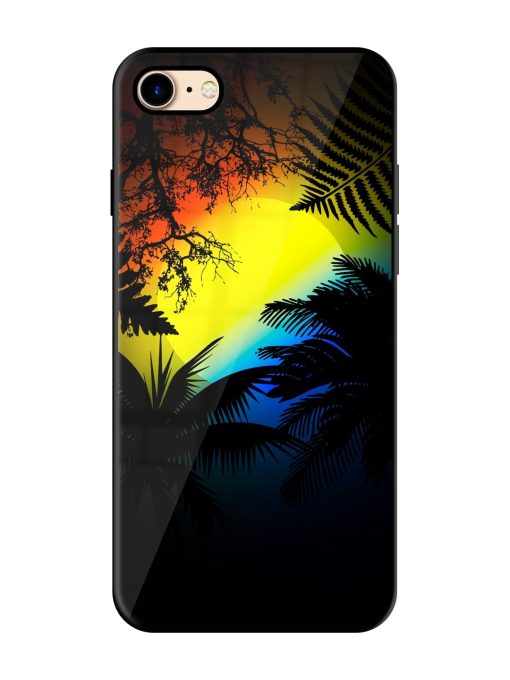 Colorful Sunset With Palm Trees Glossy Metal Phone Cover for Apple Iphone 7 Zapvi