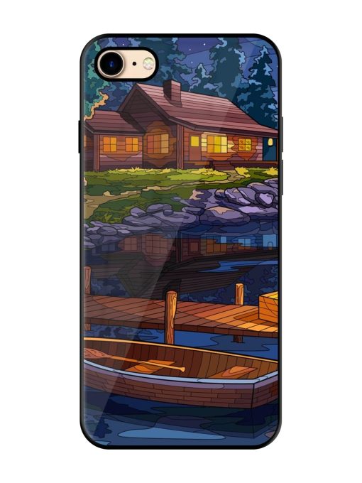 Village Night Scene Glossy Metal Phone Cover for Apple Iphone 7 Zapvi