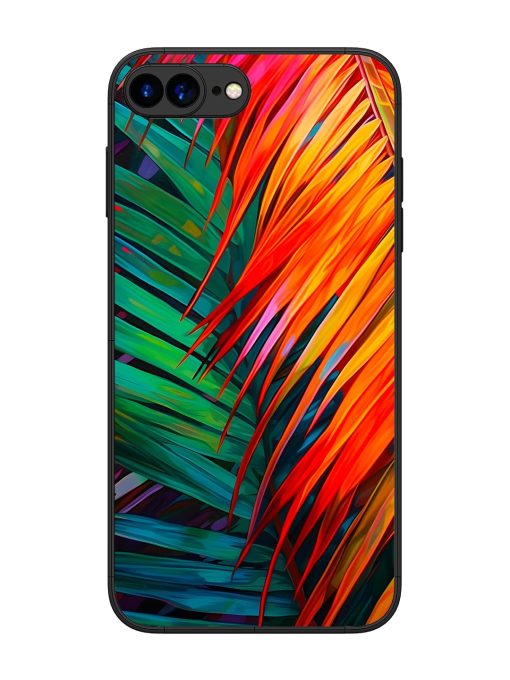 Painted Tropical Leaves Glossy Metal Phone Cover for Apple Iphone 7 Plus Zapvi