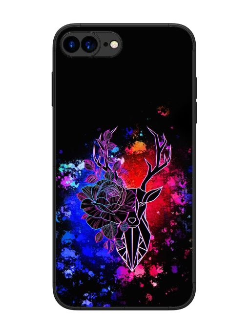 Floral Deer Art Glossy Metal Phone Cover for Apple Iphone 7 Plus