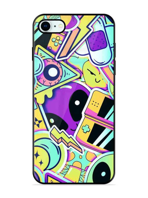 Scratch Art Glossy Metal Phone Cover for Apple Iphone 8 Zapvi