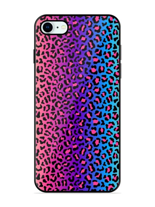 Colorful Leopard Seamless Glossy Metal Phone Cover for Apple Iphone 8 Zapvi