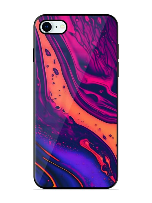 Fluid Blue Pink Art Glossy Metal Phone Cover for Apple Iphone 8