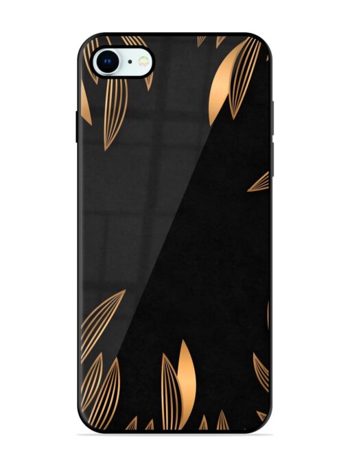 Golden Leaf Pattern Glossy Metal Phone Cover for Apple Iphone 8 Zapvi