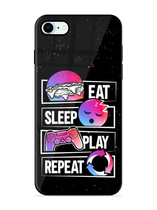 Eat Sleep Play Repeat Glossy Metal Phone Cover for Apple Iphone 8 Zapvi