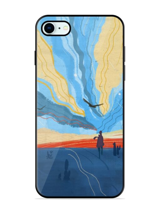 Minimal Abstract Landscape Glossy Metal Phone Cover for Apple Iphone 8 Zapvi