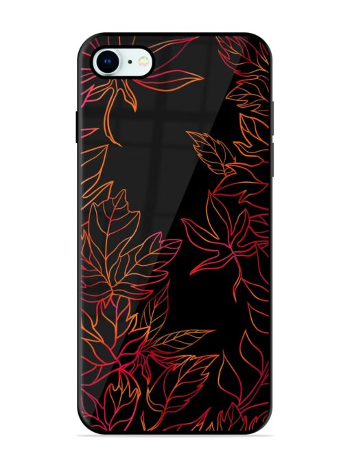 Red Floral Pattern Glossy Metal Phone Cover for Apple Iphone 8