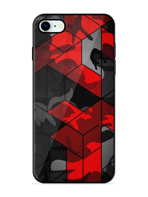 Royal Red Camouflage Pattern Glossy Metal Phone Cover for Apple Iphone 8 Zapvi