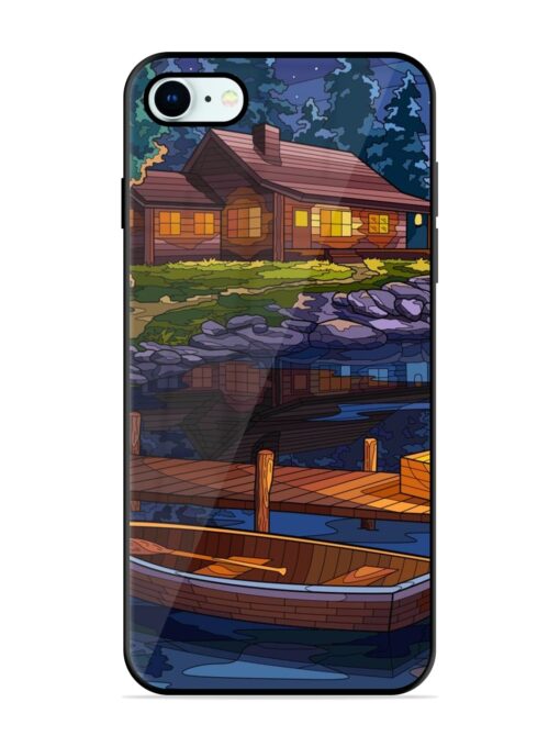 Village Night Scene Glossy Metal Phone Cover for Apple Iphone 8 Zapvi