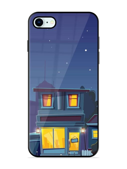 Vector Night House Glossy Metal Phone Cover for Apple Iphone 8