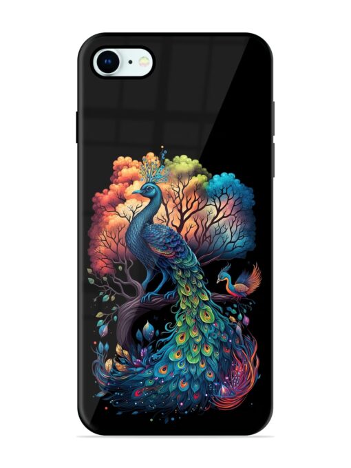 Peacock Tree Art Glossy Metal Phone Cover for Apple Iphone 8