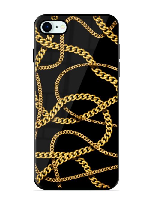 Decorative Golde Chain Glossy Metal Phone Cover for Apple Iphone 8 Zapvi