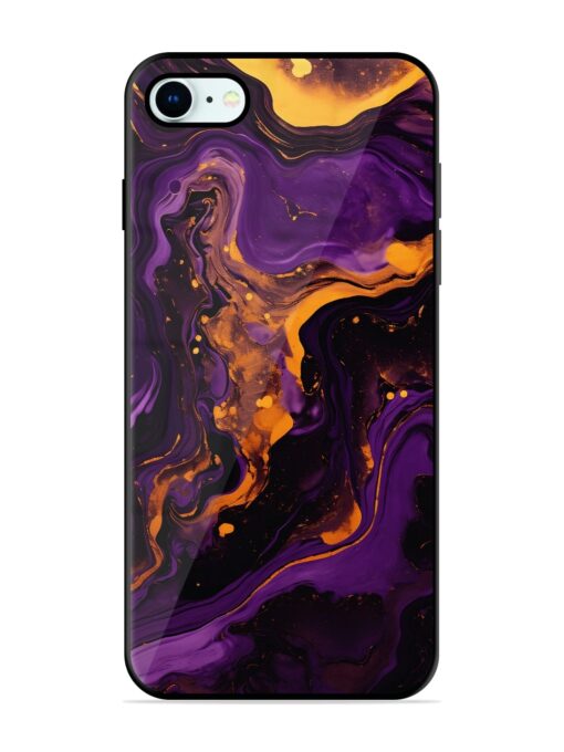 Painting Of A Purple Glossy Metal Phone Cover for Apple Iphone 8