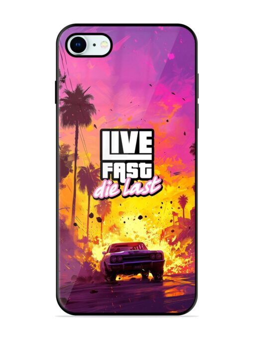 Live Fast Glossy Metal Phone Cover for Apple Iphone 8 Zapvi