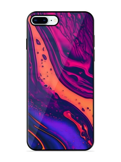 Fluid Blue Pink Art Glossy Metal Phone Cover for Apple Iphone 8 Plus Zapvi