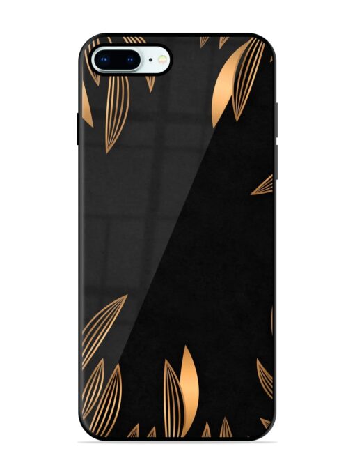 Golden Leaf Pattern Glossy Metal Phone Cover for Apple Iphone 8 Plus