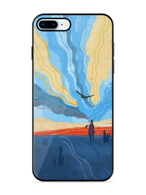 Minimal Abstract Landscape Glossy Metal Phone Cover for Apple Iphone 8 Plus Zapvi